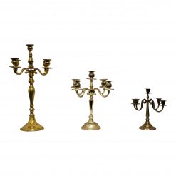 5 pronged brass candelabras