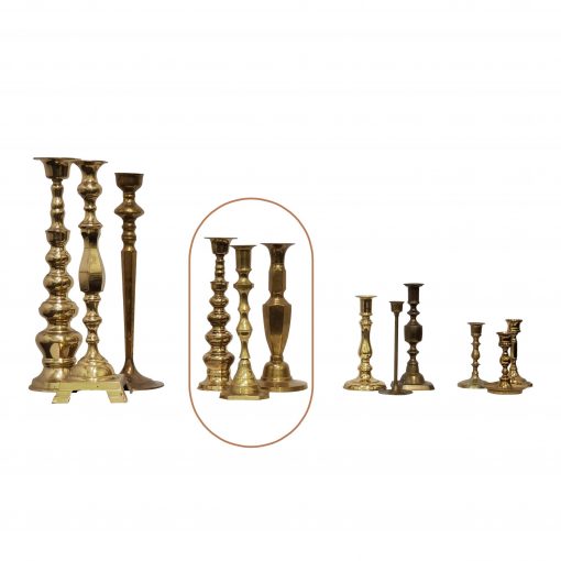 Mismatched Large Brass Candlesticks