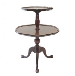 Dark wood two tiered table with feet