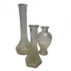 variety of mismatched glass vases