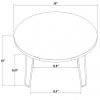Coffee table drawing with dimensions - 36 diameter and 18 inches tall