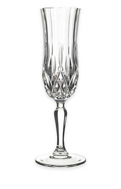 Single crystal cut glass champagne flute