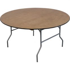 60 inch round table with wood top and folding metal legs