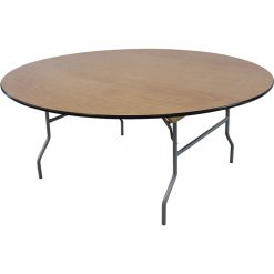 72 inch round table with wood top and metal folding lets