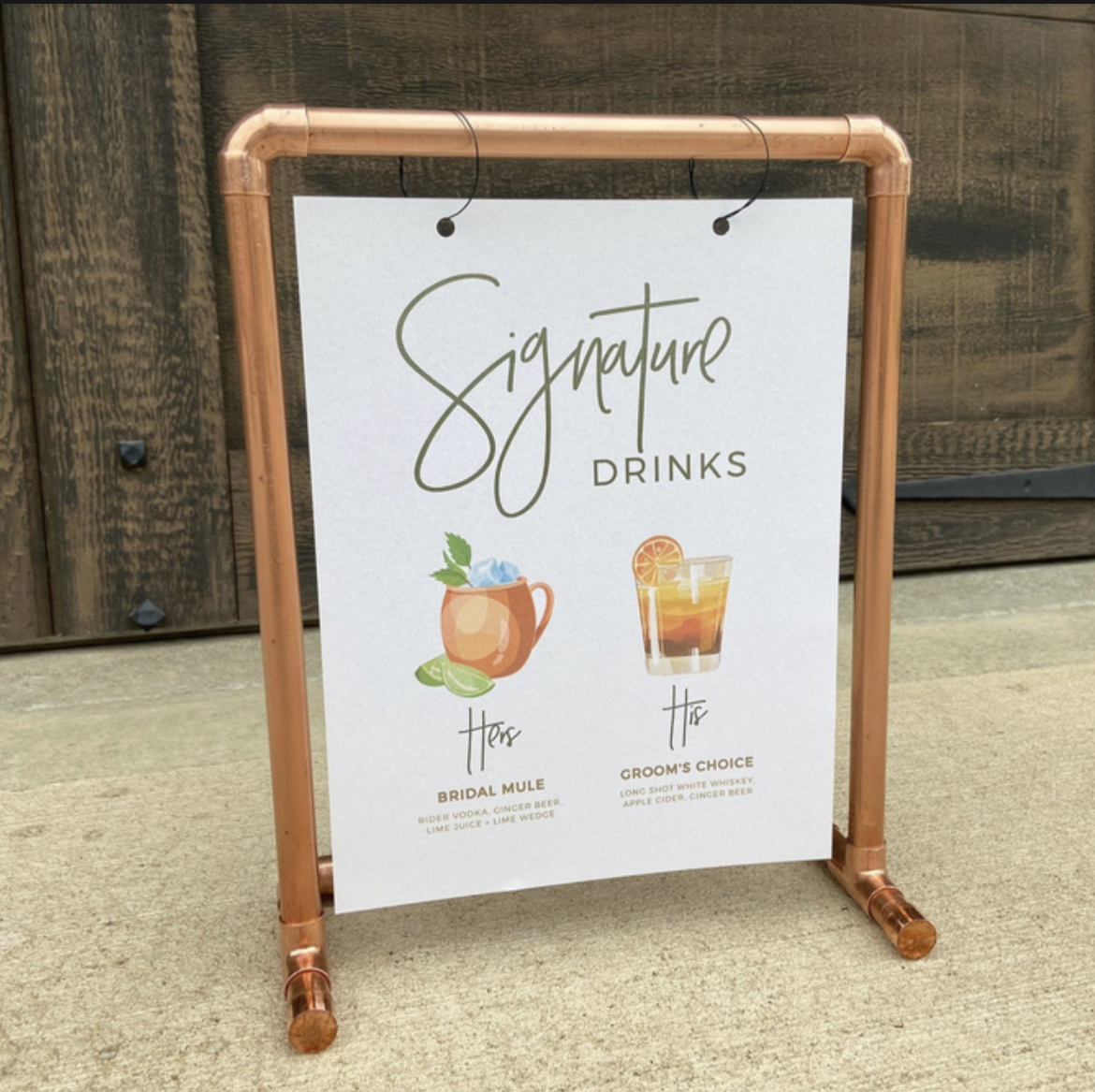 Copper Sign Stand Rental