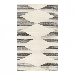 Arial view of the creek rug. Cream colored with black pinstripes making diamond shapes down the middle