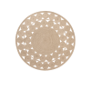 Circular Jute Rug in tan with a boarder of smaller circles.