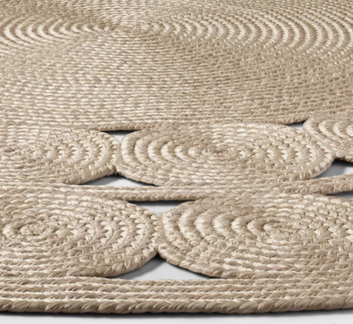 Round natural jute rug with braided circles
