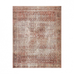Faded maroon hued rug with traditional Persian design