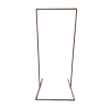 Copper piping forming a tall rectangular stand. Used in weddings for welcome signs, seating charts, or event signage.