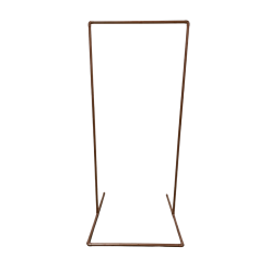 Copper piping forming a tall rectangular stand. Used in weddings for welcome signs, seating charts, or event signage.