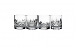 Mismatched cut glass tumblers, 4 side by side