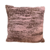 Pink square pillow with brown and gold flecks in faint stripes