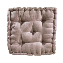 Soft pink square cushion with 5 button accents