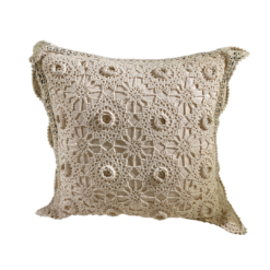 Croquette covered square pillow in cream