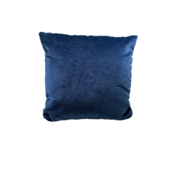 Navy blue square pillow with velvet fabric that features soft lines