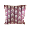 Oversized square pillow cushion with chevron stripes in shades of pink. Darker pink parallel lines between chevrons.