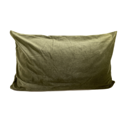 Rectangular solid olive green velvet pillow