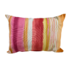 Rectangular pillow with pink, amber, white, purple stripes