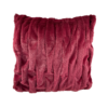 Burgundy square pillow with furry fabric