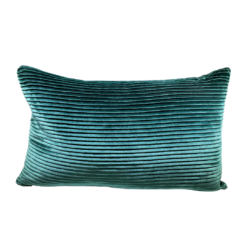 Emerald green rectangular pillow with vertical folds in the fabric.