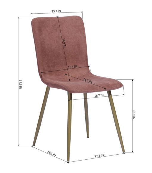 Dimensions of chair - 34.6 tall and 18 deep and 17 across