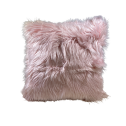 Furry square light pink pillow