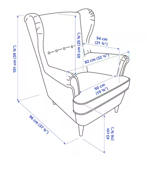 dimensions for chair in centemeters