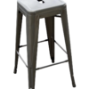 Square metal bar stool with 4 legs and a thin bar around the base