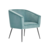 Teal velvet club chair with tapered legs