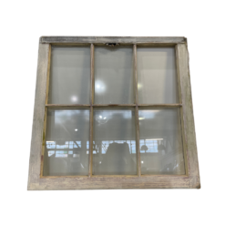 Vintage window with off white distressed frame and 6 panes