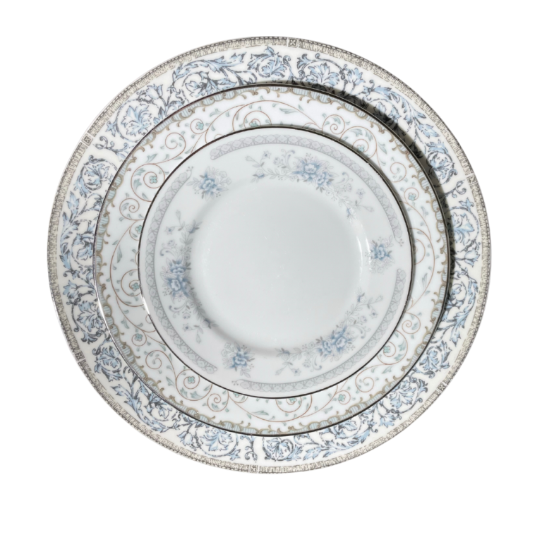 Blue Vintage Mismatched China Plates Violet Vintage Rentals