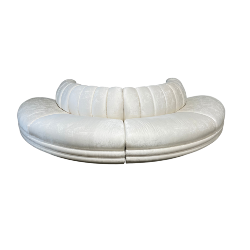 Two round pieces placed together to create a half moon of seating