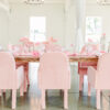 Pink velvet chair at Sixpence in Whitestown