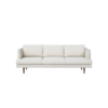 Cream white sofa with mid-century stylewith three cushions and wooden legs