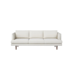 Cream white sofa with mid-century stylewith three cushions and wooden legs