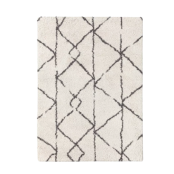 Anastasia Rug featuring a High pile rectangular tan rug with black geometric lines