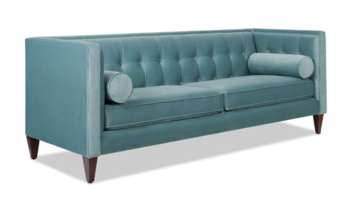 Side angle view of square tuxedo sofa