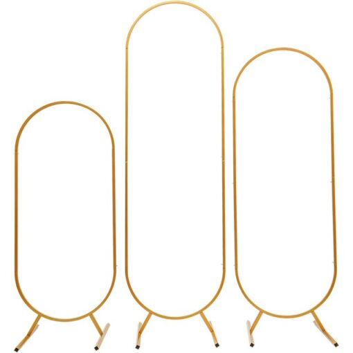 Set of 3 gold freestanding ovals in different heights.