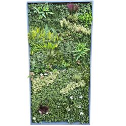 Close-up of a single panel from the Botanical Bliss Vertical Greenery Wall showcasing its lush and realistic foliage.