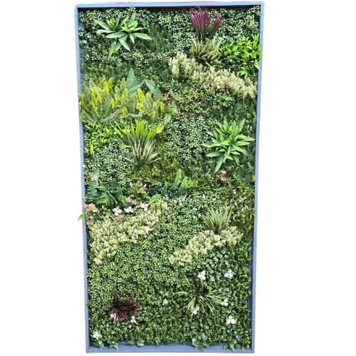 Close-up of a single panel from the Botanical Bliss Vertical Greenery Wall showcasing its lush and realistic foliage.