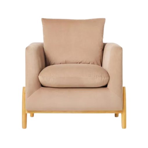 Front view of the Dune Chair featuring its plush cushion and sleek design