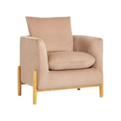 Side view of the Dune Chair highlighting the ergonomic design and natural wooden legs.