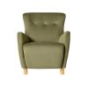 Front view of the Moss Chair featuring its plush cushion and mid-century modern wingback