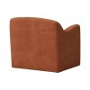 Back view of the Terrabello Chair showcasing its smooth, rust-colored fabric and rounded top.