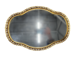 Gold, scalloped trim mirror tray.