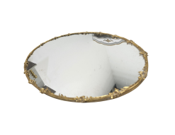 Mirror tray with thin gold trim.