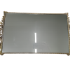 Rectangle mirrored tray with gold trim.
