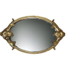 Top view of mirror tray with intricate gold trim.