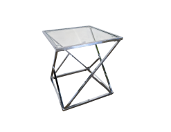Glass, chrome side table